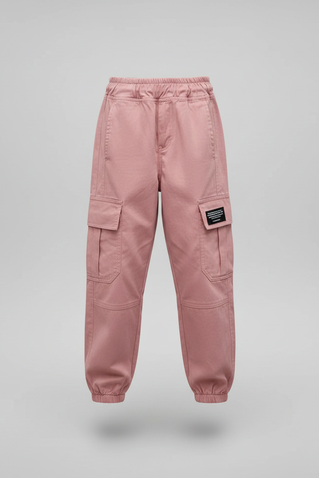 Pantalon Parachute Rose Cargo Ample Enfant Coton - vue 2