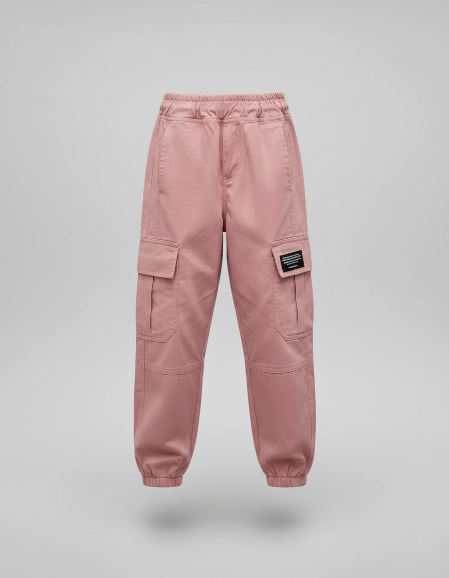 Pantalon Parachute Rose Cargo Ample Enfant Coton - vue 2