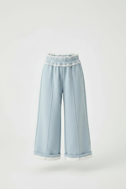 Pantalon Parachute Bleu Ciel Ample Molletonné Fille - vue 3