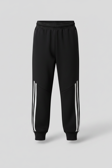 Pantalon Parachute Noir Sportif Rayures Blanches Enfant - Molleton - vue 3