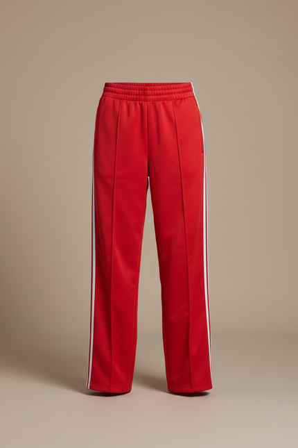 Pantalon Parachute Rouge Large Rayures Blanches Sport - Polyester - vue 3