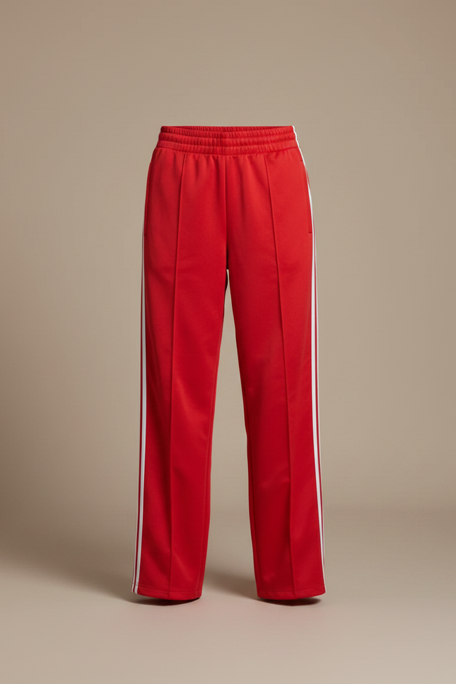 Pantalon Parachute Rouge Large Rayures Blanches Sport - Polyester - vue 3