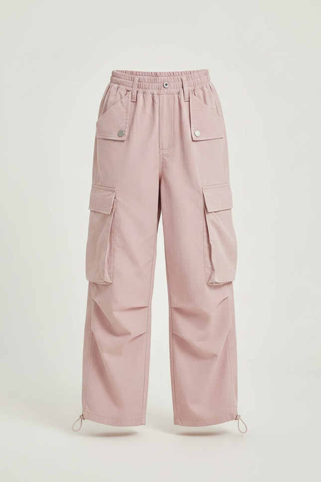 Pantalon Parachute Rose Cargo Taille Haute Enfant - Polyester - vue 3
