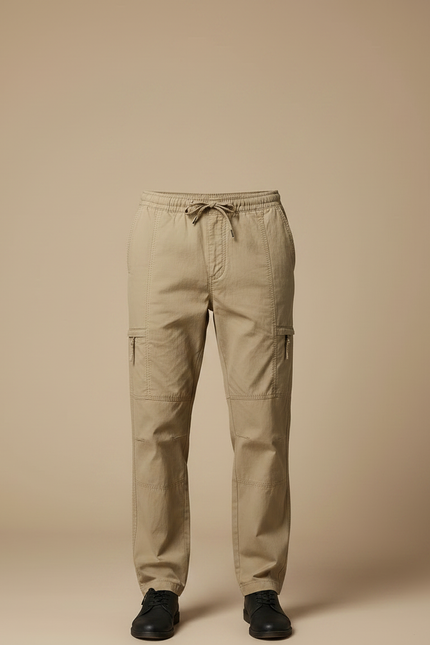 Pantalon Parachute Kaki Cargo Cordon Décontracté Homme - Toile - vue 3