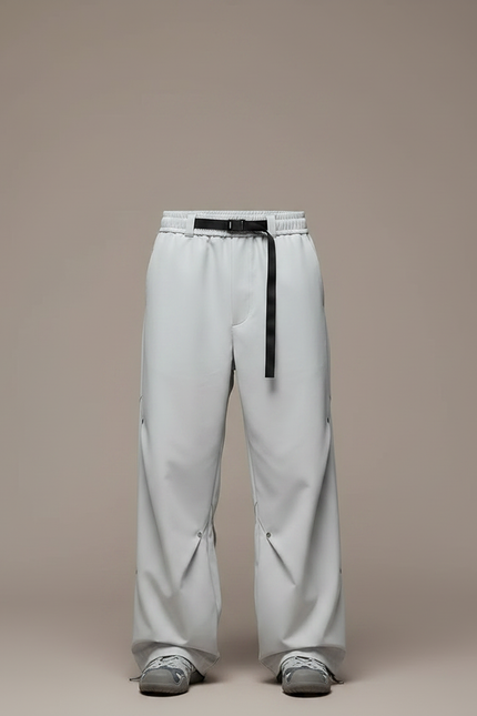 Pantalon Parachute Gris Ample Décontracté Ceinture Homme - Polyester - vue 3