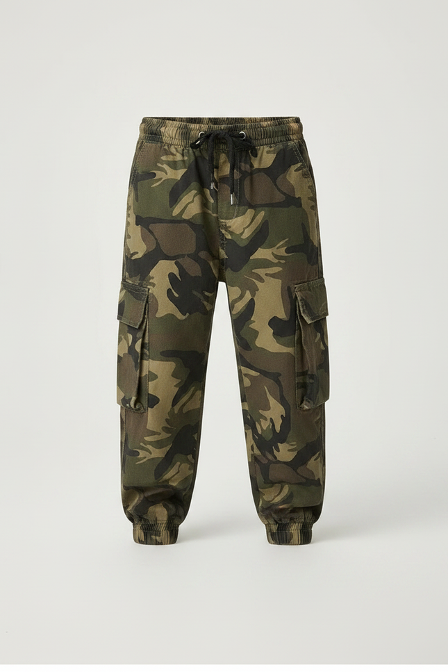 Pantalon Parachute Cargo Camouflage Ample Garçon Décontracté - Imprimé Toile - vue 3