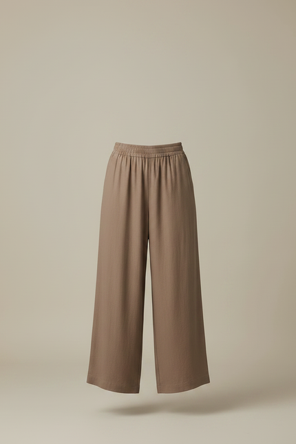 Pantalon Parachute Marron Lin Ample Casual Femme - vue 3