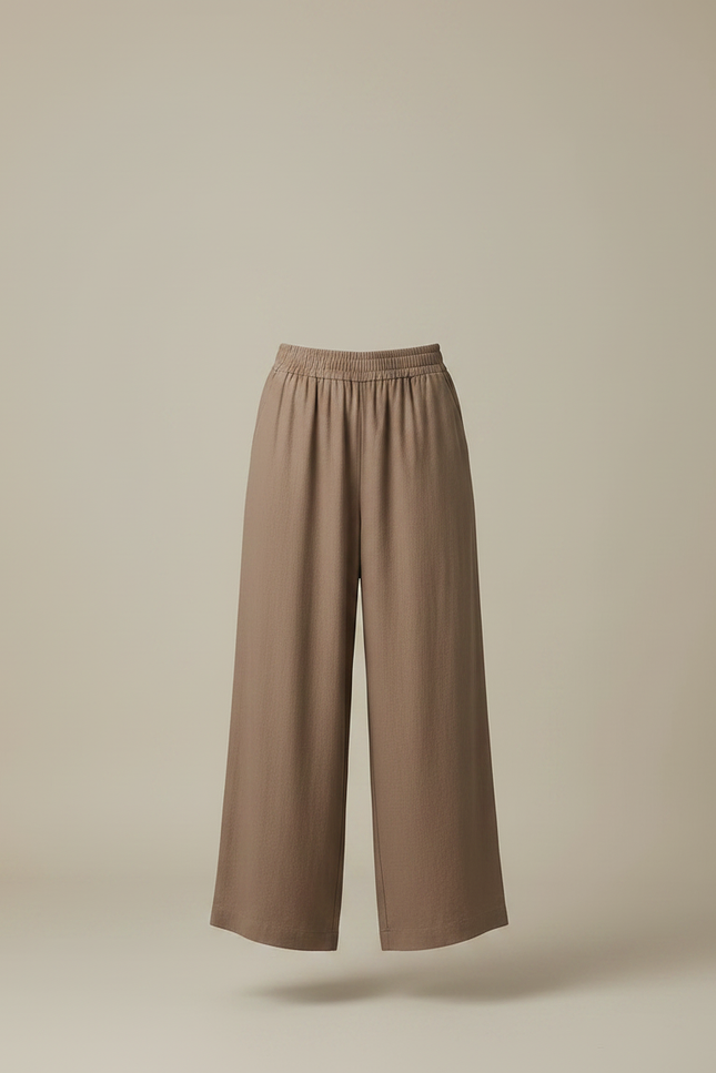 Pantalon Parachute Marron Lin Ample Casual Femme - vue 3