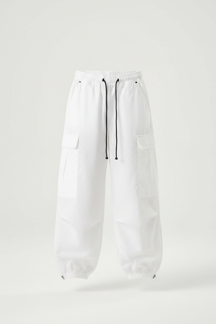 Pantalon Parachute Blanc Cargo Ample Décontracté Enfant - Polyester - vue 3