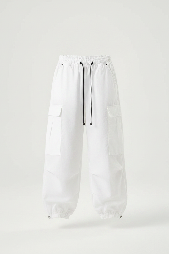 Pantalon Parachute Blanc Cargo Ample Décontracté Enfant - Polyester - vue 3
