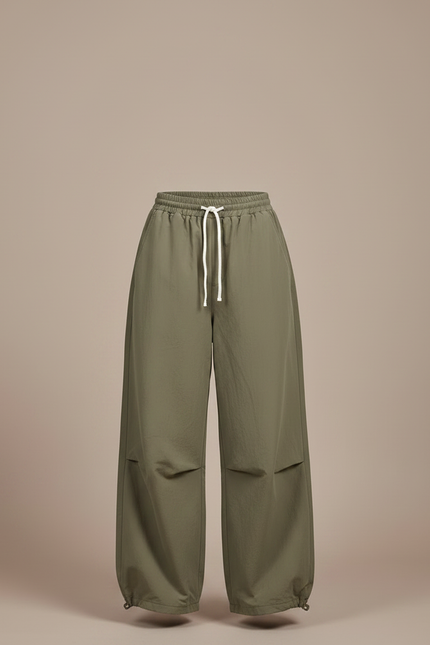 Pantalon Parachute Kaki Ample Nylon Décontracté Fille - Polyester - vue 3