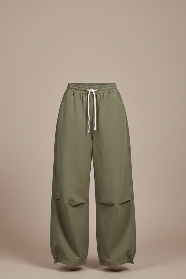 Pantalon Parachute Kaki Ample Nylon Décontracté Fille - Polyester - vue 3