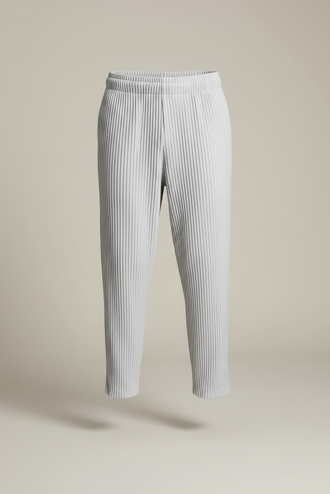 Pantalon Parachute Plissé Gris Ample Casual Homme - Polyester - vue 3