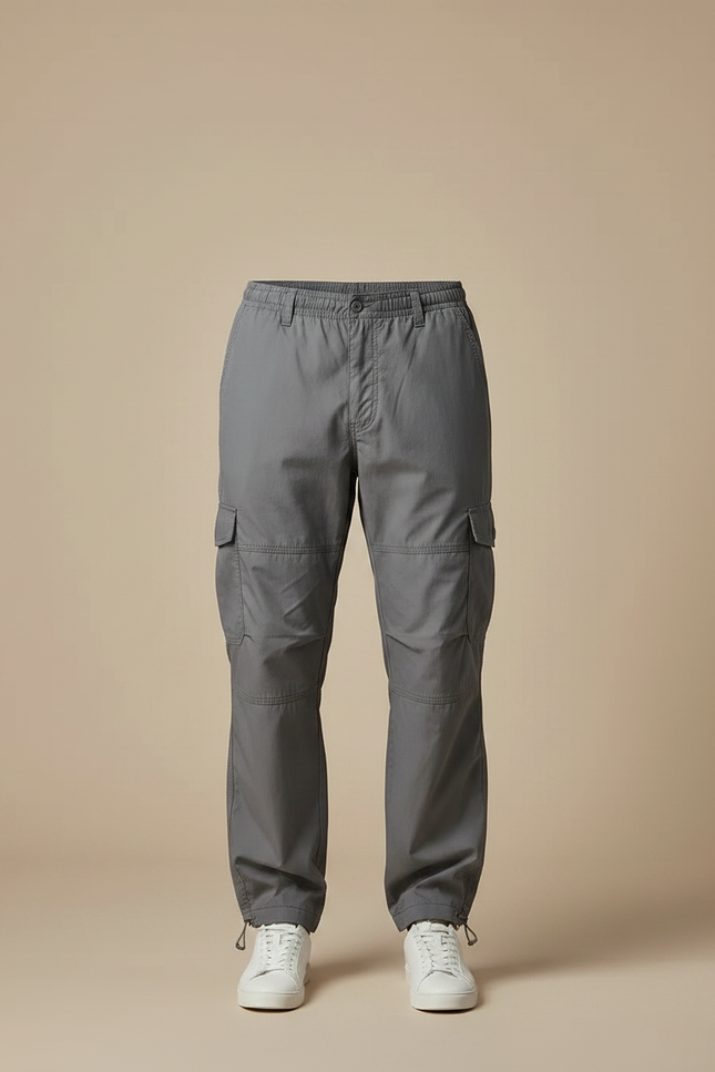 Pantalon Parachute Gris Cargo Ample Coton Homme - vue 3