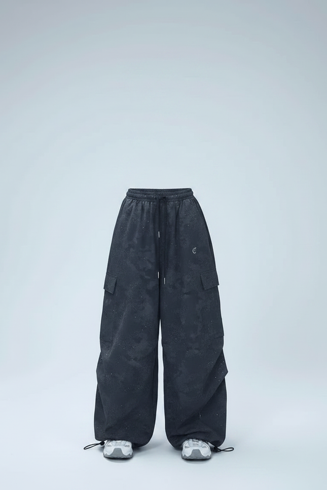 Pantalon Parachute Noir Ample Scintillant Fille Décontracté - Polyester - vue 3