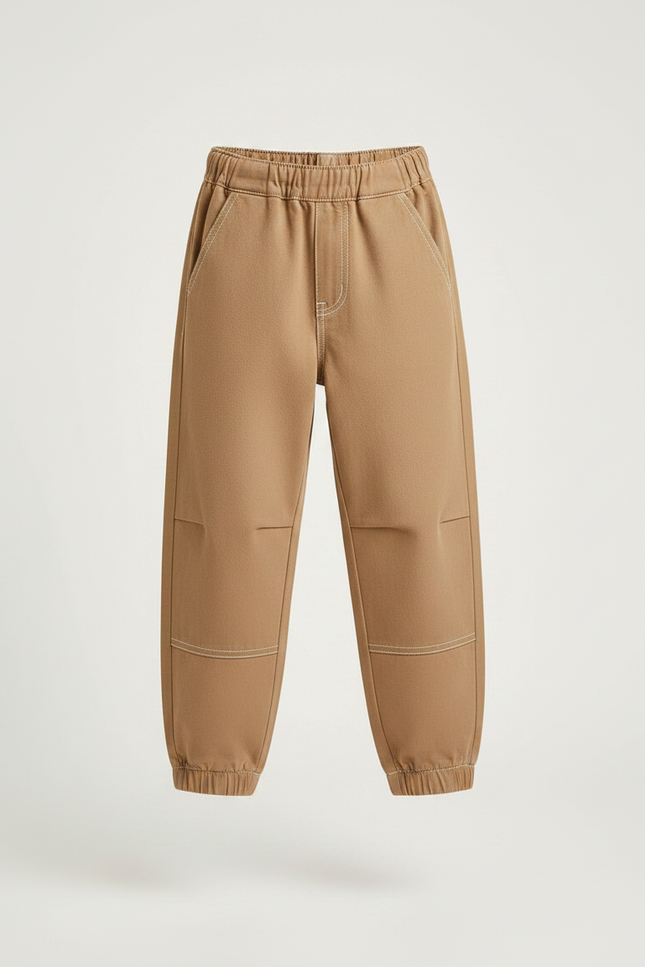 Pantalon Parachute Marron Ample Garçon Décontracté - Camel Toile - vue 3