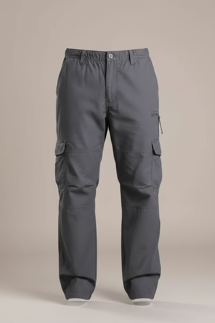 Pantalon Parachute Gris Coton Cargo Ample Homme - vue 3
