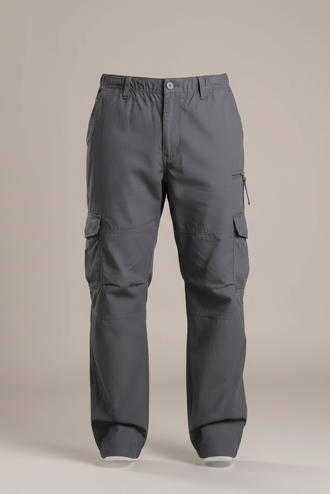 Pantalon Parachute Gris Coton Cargo Ample Homme - vue 3