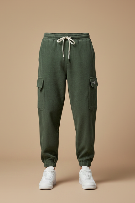 Pantalon Parachute Vert Côtelé Cargo Cordon Homme - Cordé - vue 3