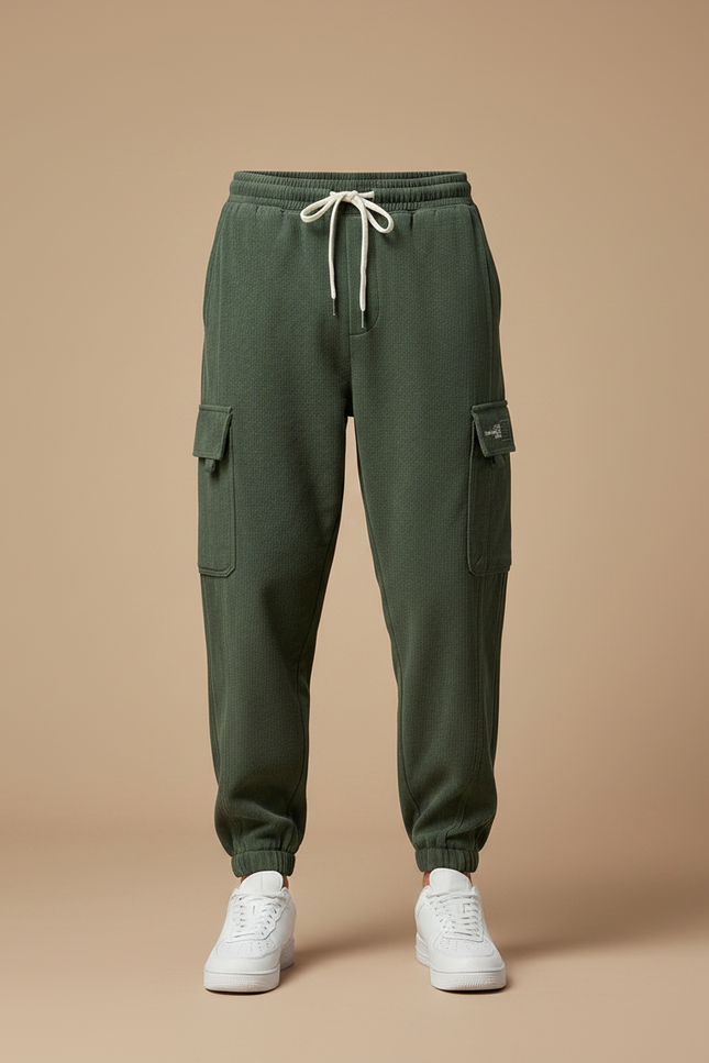 Pantalon Parachute Vert Côtelé Cargo Cordon Homme - Cordé - vue 3