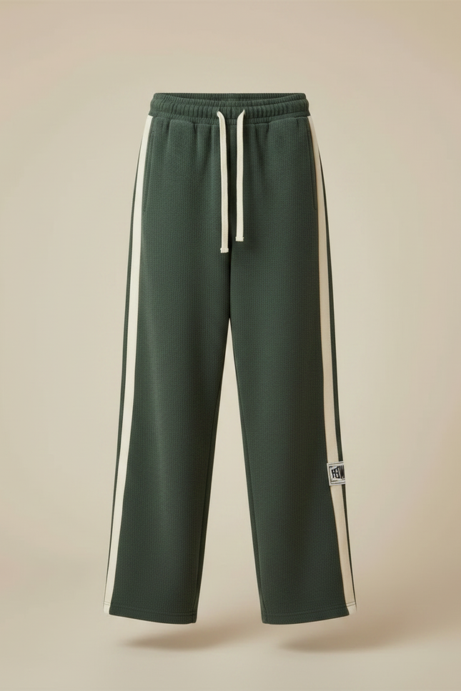 Pantalon Parachute Vert Ample Rayures Blanches - Molleton - vue 3