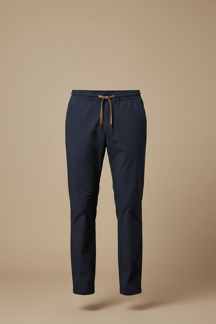 Pantalon Parachute Bleu Marine Droit Cordon Décontracté - Polyester - vue 3