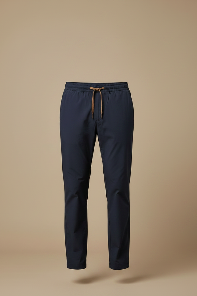 Pantalon Parachute Bleu Marine Droit Cordon Décontracté - Polyester - vue 3