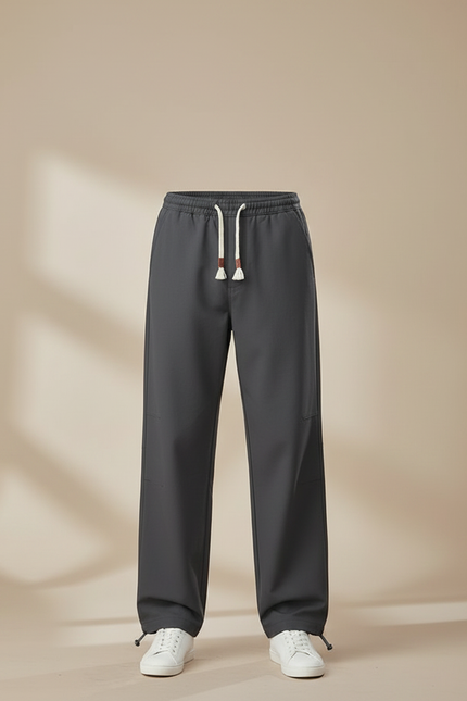 Pantalon Parachute Gris Ample Coton Décontracté Cordon - vue 3
