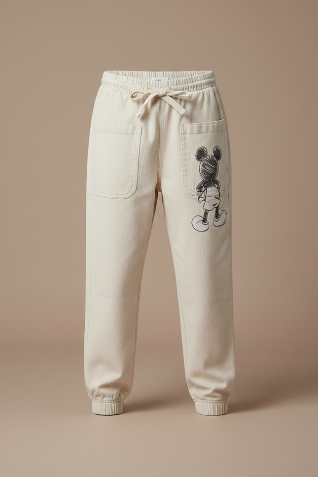 Pantalon Parachute Beige Coton Ample Mickey Enfant - vue 3