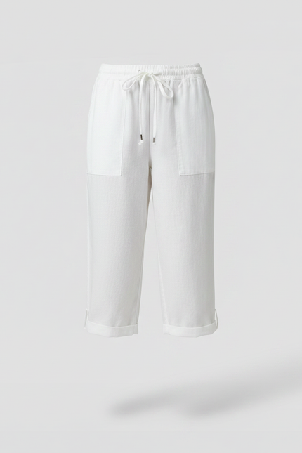 Pantalon Parachute Blanc Coton Lin Ample Décontracté Femmes - vue 3