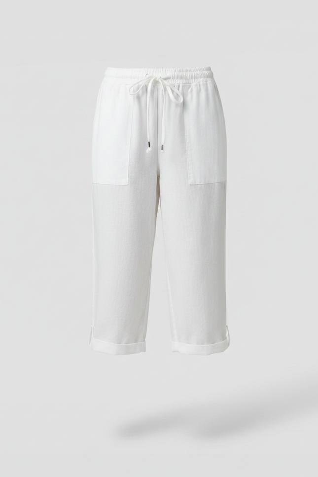Pantalon Parachute Blanc Coton Lin Ample Décontracté Femmes - vue 3