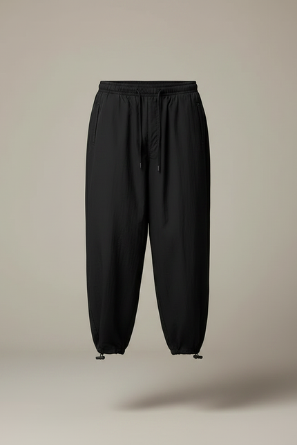 Pantalon Parachute Noir Ample Baggy Cordon Homme - Polyester - vue 3