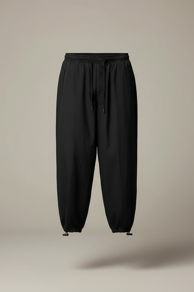 Pantalon Parachute Noir Ample Baggy Cordon Homme - Polyester - vue 3