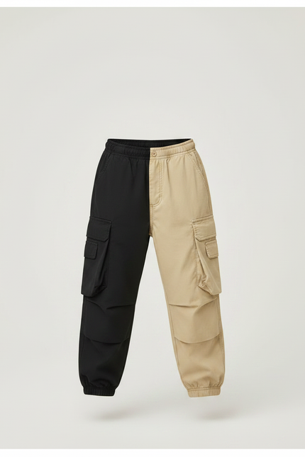 Pantalon Parachute Bicolore Cargo Ample Unisexe - Multicolore Toile - vue 3