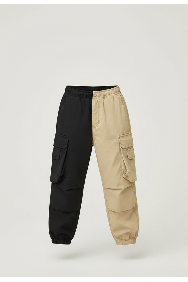 Pantalon Parachute Bicolore Cargo Ample Unisexe - Multicolore Toile - vue 3