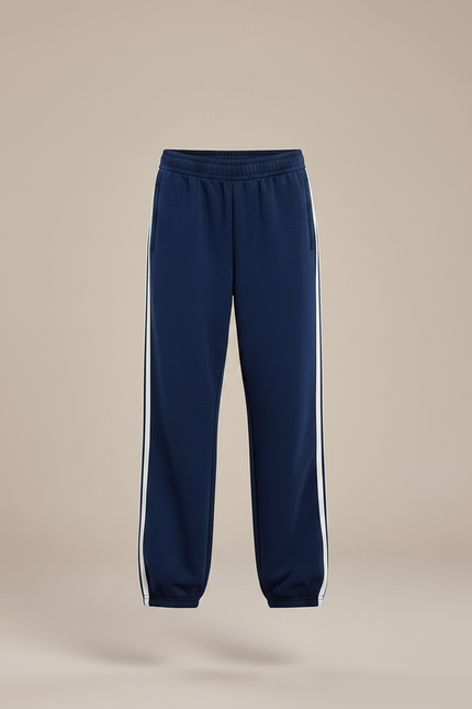 Pantalon Parachute Marine Rayures Blanches Sport Enfant - Molleton - vue 3