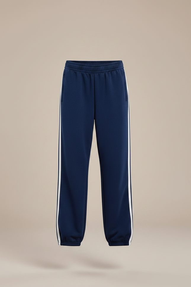 Pantalon Parachute Marine Rayures Blanches Sport Enfant - Molleton - vue 3