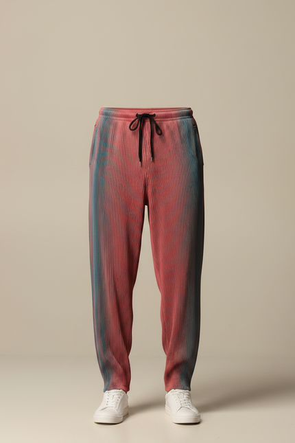 Pantalon Parachute Plissé Dégradé Ample Cordon Homme - Multicolore Polyester - vue 3