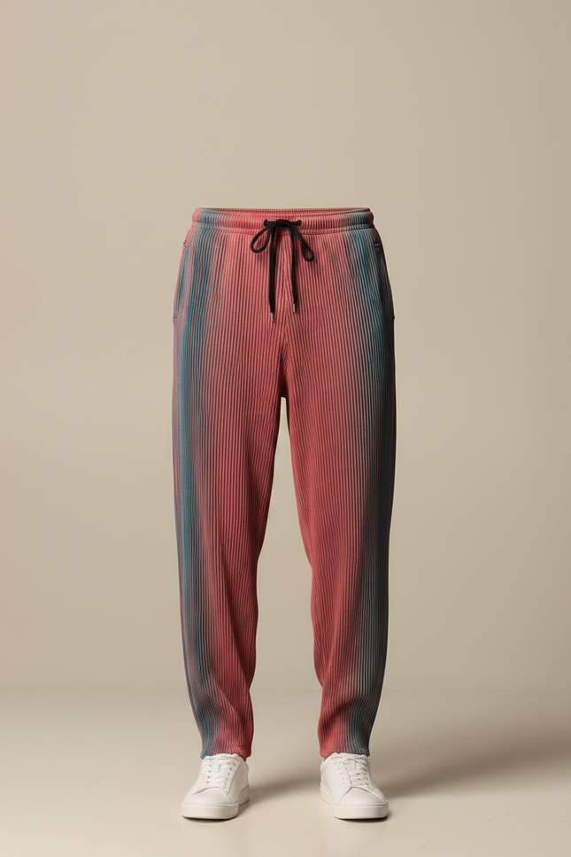 Pantalon Parachute Plissé Dégradé Ample Cordon Homme - Multicolore Polyester - vue 3