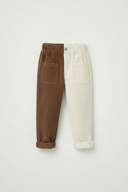 Pantalon Parachute Bicolore Côtelé Ample Enfant - Multicolore Cordé - vue 3