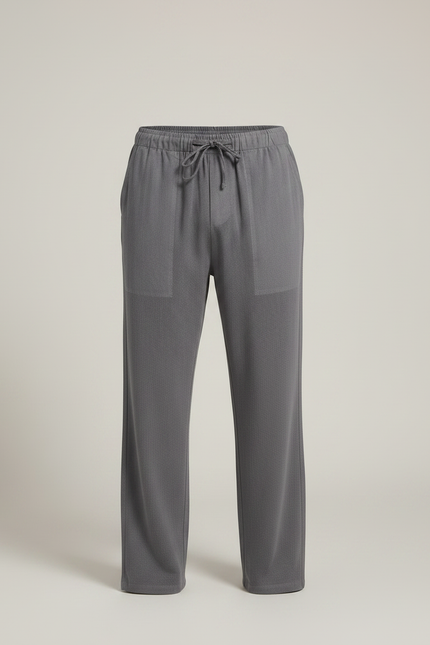 Pantalon Parachute Gris Ample Coton Lin Homme Cordon - vue 3