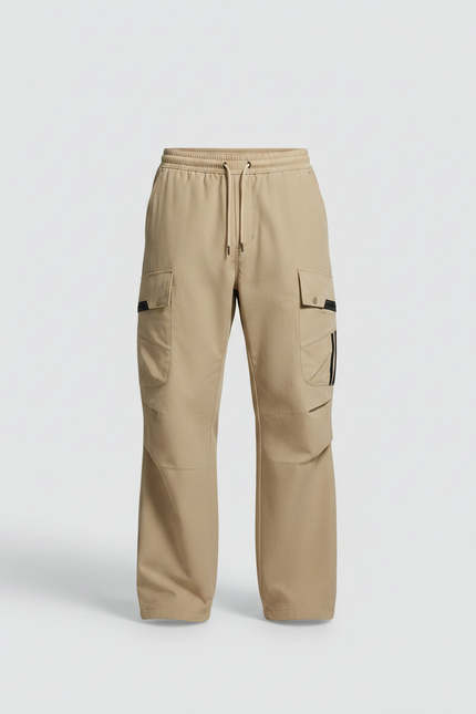 Pantalon Parachute Kaki Ample Cargo Multipoches Homme - Polyester - vue 3
