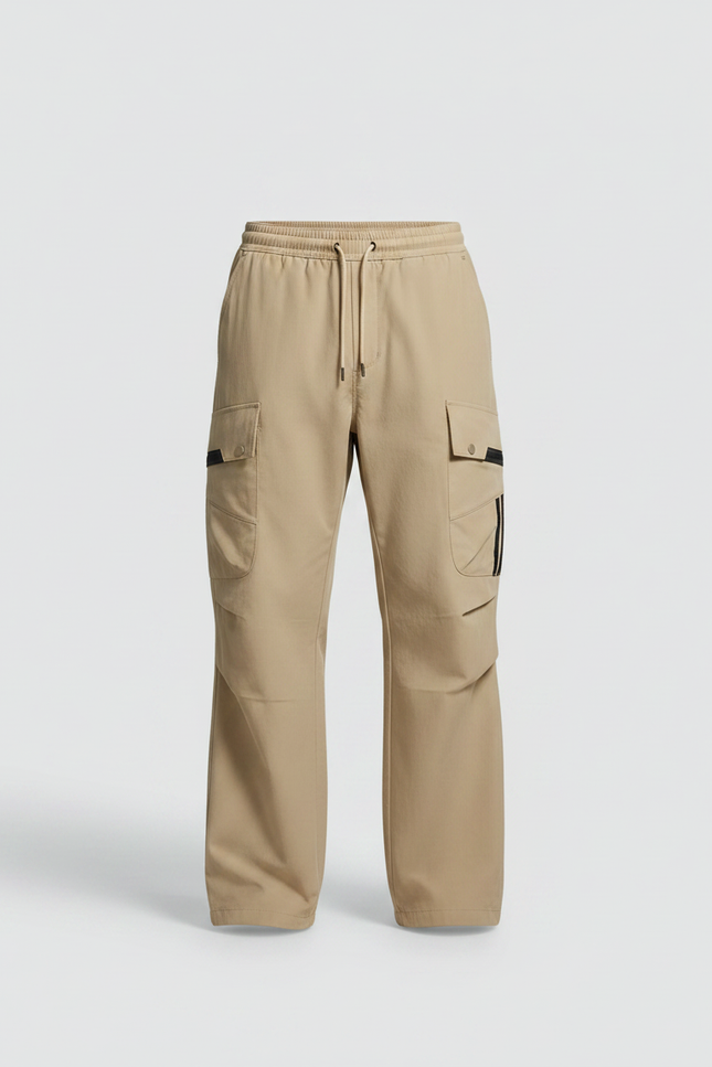 Pantalon Parachute Kaki Ample Cargo Multipoches Homme - Polyester - vue 3