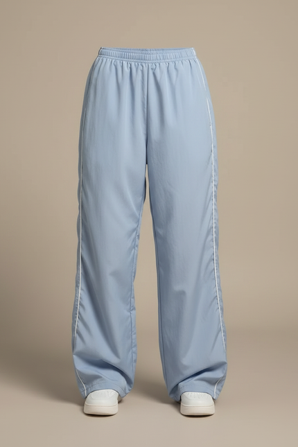Pantalon Parachute Bleu Ciel Fluide Ample Sportif - Polyester - vue 3