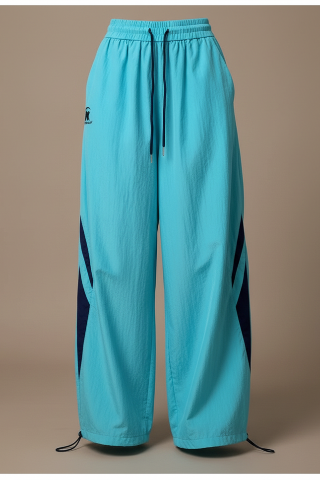 Pantalon Parachute Bleu Ample Sport Femme Fluide - Polyester - vue 3