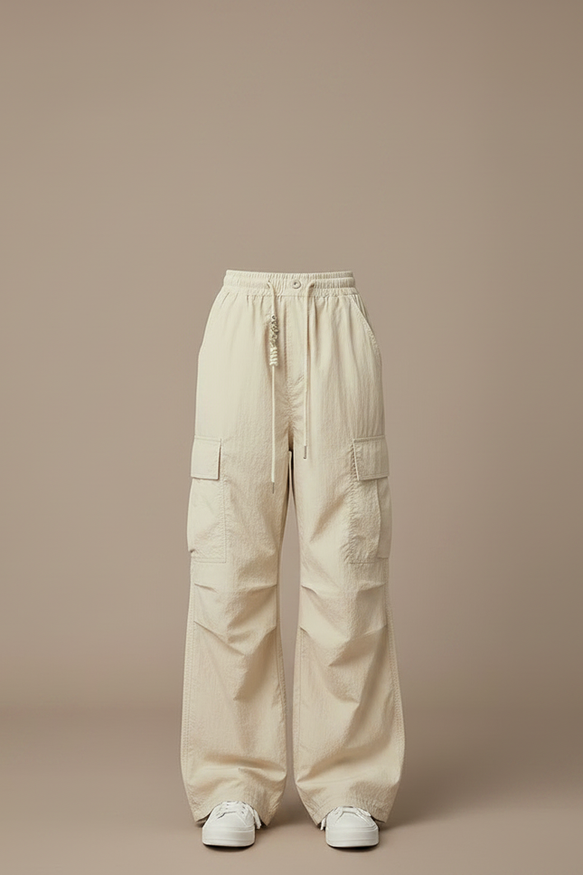 Pantalon Parachute Beige Ample Cargo Décontracté Fille - Polyester - vue 3