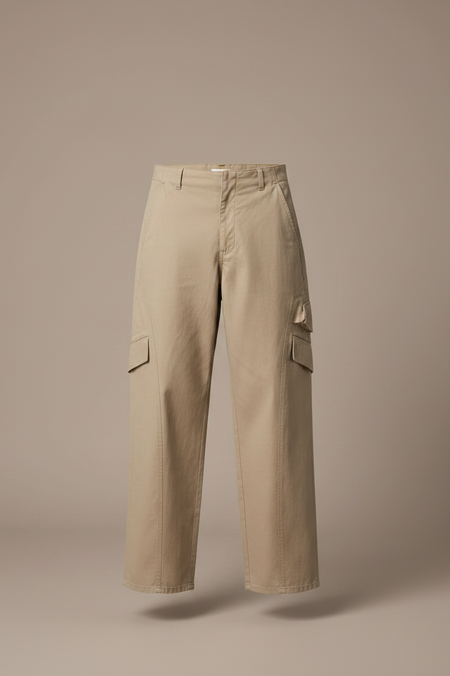 Pantalon Parachute Kaki Ample Cargo Coton Garçon - vue 3
