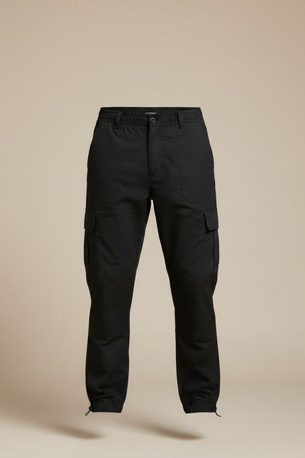 Pantalon Parachute Noir Cargo Homme Décontracté Multipoches - Toile - vue 3