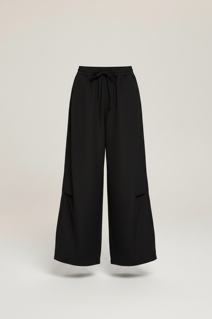 Pantalon Parachute Noir Ample Décontracté Cordon Enfant - Polyester - vue 3