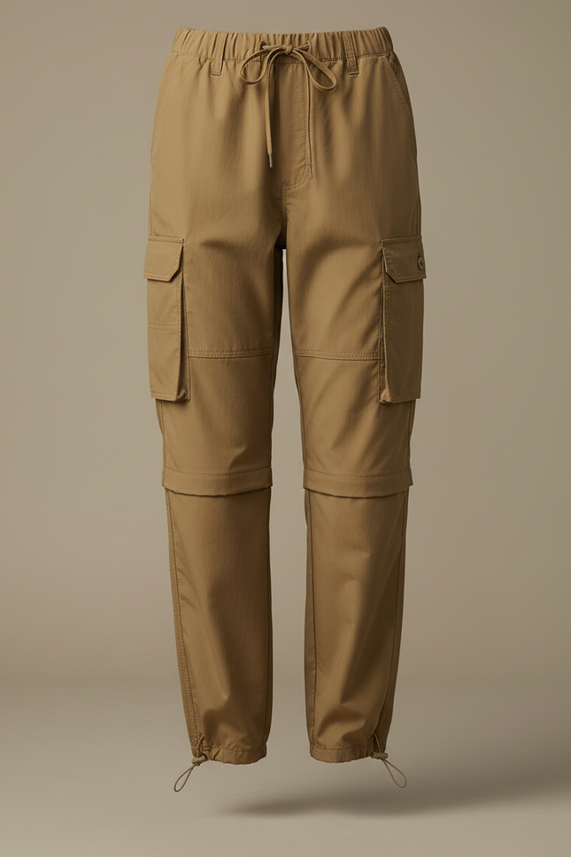 Pantalon Parachute Kaki Ample Convertible Cargo Femme - Polyester - vue 3